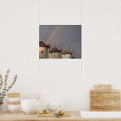 Europa, Griechenland, Mykonos, Windmühle mit Regen Poster (Küche)