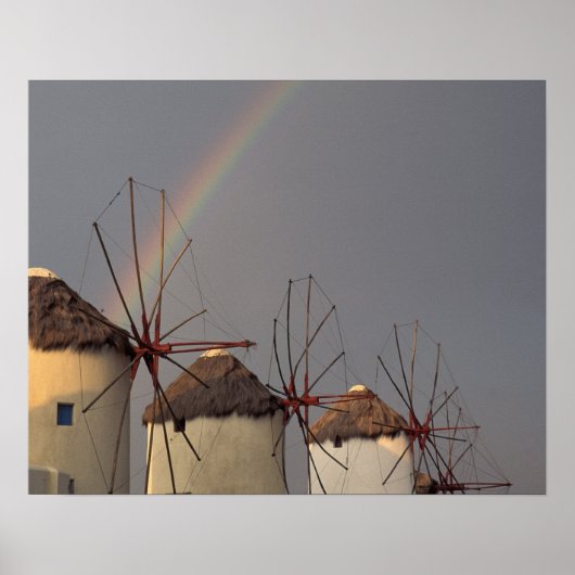 Europa, Griechenland, Mykonos, Windmühle mit Regen Poster (Vorne)
