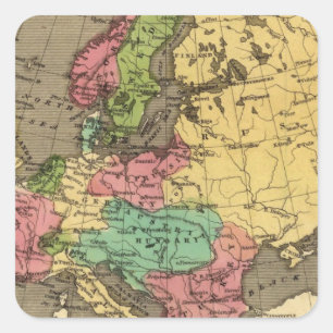 Europa-Handfarbiger Atlas-Karte Quadratischer Aufkleber