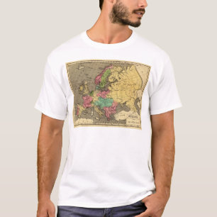 Europa-Handfarbiger Atlas-Karte T-Shirt