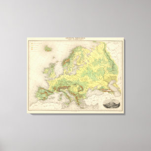 Europa-Höhenlinienkarte Leinwanddruck