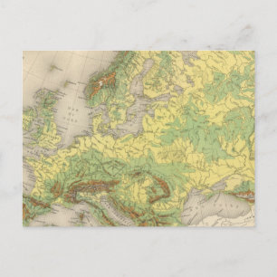 Europa-Höhenlinienkarte Postkarte