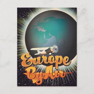 Europa im Flug Vintage-Flugposter Postkarte
