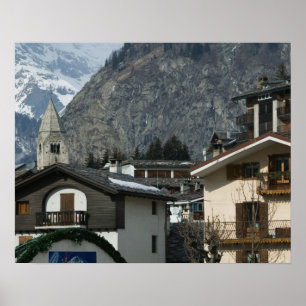 Europa, Italien, Aostatal, COURMAYEUR: Stadt Poster