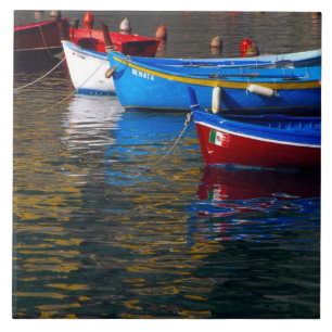 Europa, Italien, Cinque Terre, Boote in Vernazza Fliese