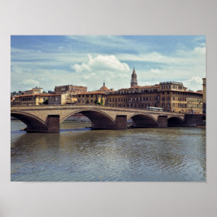Europa, Italien, Florenz. Der Fluss Arno Poster
