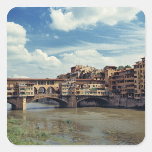 Europa, Italien, Florenz. Die Ponte Vecchio Quadratischer Aufkleber