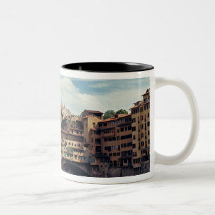 Europa, Italien, Florenz. Die Ponte Vecchio Zweifarbige Tasse