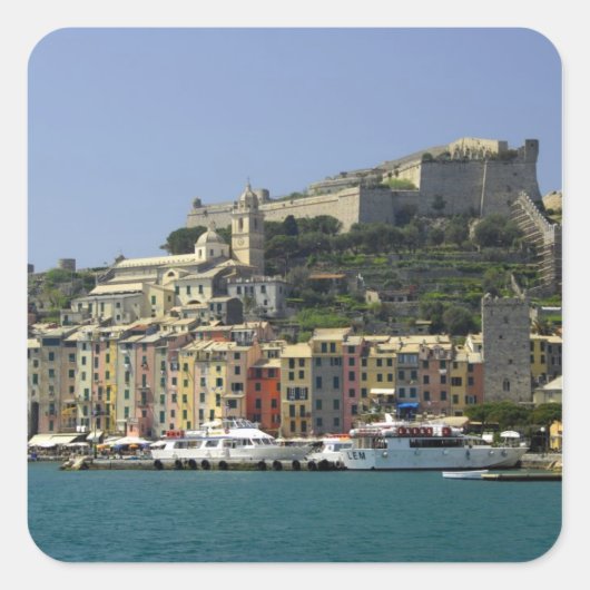 Europa, Italien, Portovenere aka Porto Venere. Quadratischer Aufkleber (Vorderseite)