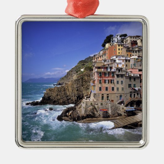 Europa, Italien, Riomaggiore. Riomaggiore Silbernes Ornament (Vorne)