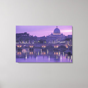 Europa, Italien, Rom. St. Peter und Ponte Sant Leinwanddruck