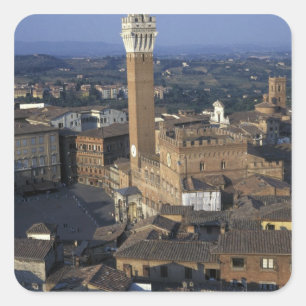 Europa, Italien, Siena Stadtübersicht Quadratischer Aufkleber
