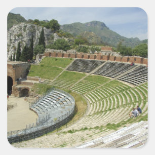 Europa, Italien, Sizilien, Taormina. 3. Jahrhunder Quadratischer Aufkleber