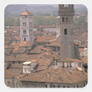 Europa, Italien, Toskana, Lucca, Stadtpanorama Quadratischer Aufkleber