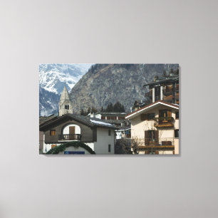 Europa, Italien, Valle d'Aosta, COURMAYEUR: Stadt Leinwanddruck