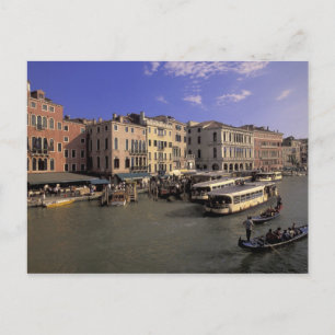 Europa, Italien, Venedig, Bootsverkehr bei Rialto Postkarte