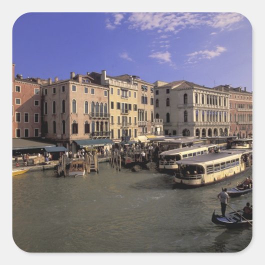 Europa, Italien, Venedig, Schiffsverkehr Rialto Quadratischer Aufkleber (Vorderseite)