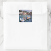 Europa, Italien, Vernazza. Frische bemalte Boote Quadratischer Aufkleber (Tasche)