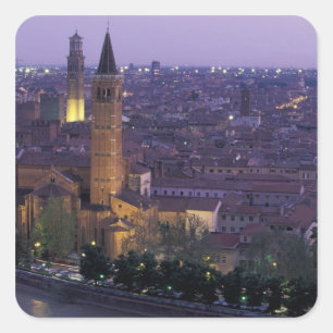 Europa, Italien, Verona, Blick vom Castel S. Quadratischer Aufkleber