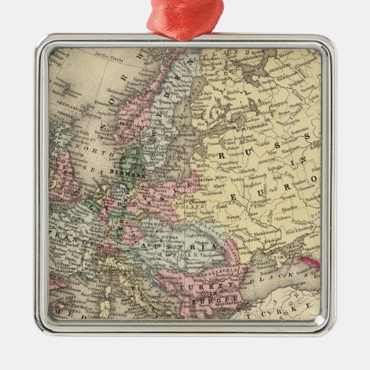 Europa-Karte durch Mitchell Silbernes Ornament (Vorne)