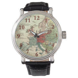 Europa-Karte-Länder - Weltantike Armbanduhr