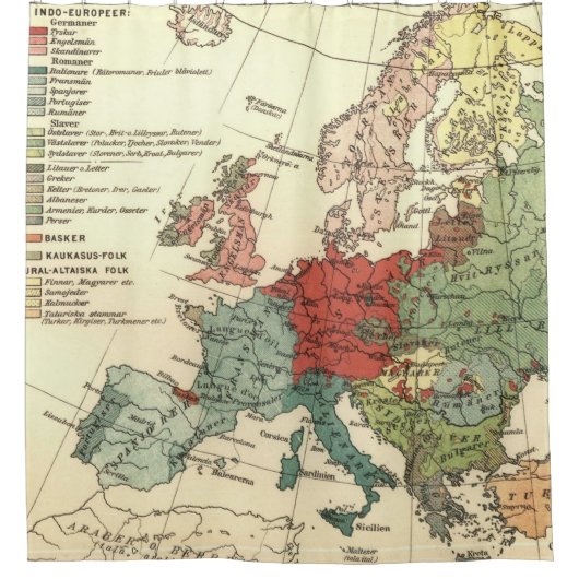 Europa-Karte-Länder - Weltantike Duschvorhang (Vorderseite)