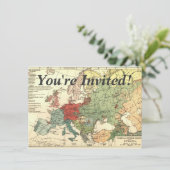 Europa-Karte-Länder - Weltantike Einladung (Stehend Vorderseite)