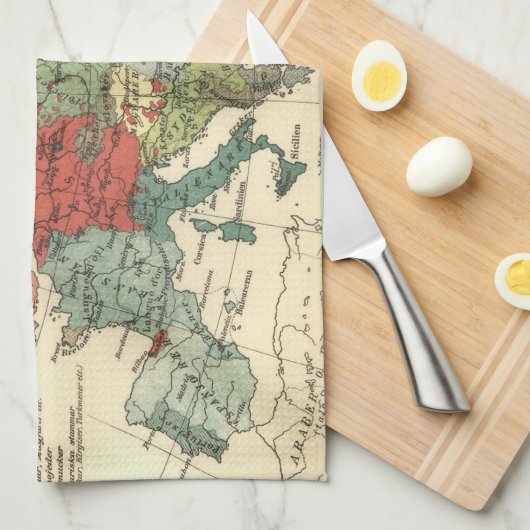 Europa-Karte-Länder - Weltantike Geschirrtuch (Viertel Falte)