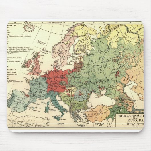Europa-Karte-Länder - Weltantike Mousepad (Vorne)