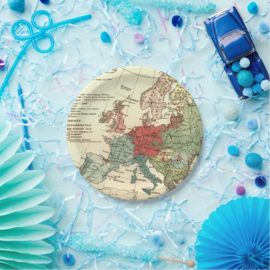 Europa-Karte-Länder - Weltantike Pappteller (Party)