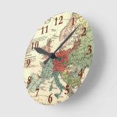 Europa-Karte-Länder - Weltantike Runde Wanduhr (Winkel)