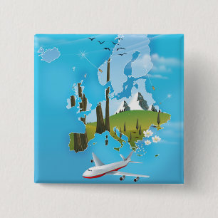 Europa Karte Landschaft Reiseplakat Button