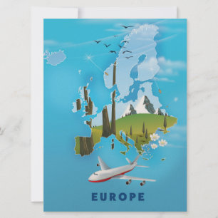 Europa-Karte Landschaft Reiseplakat Einladung