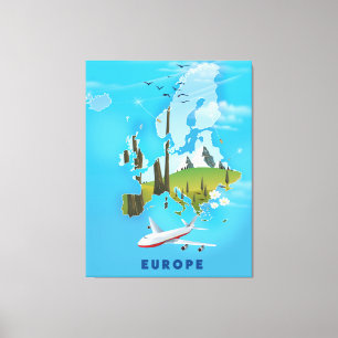Europa-Karte Landschaft Reiseplakat Leinwanddruck