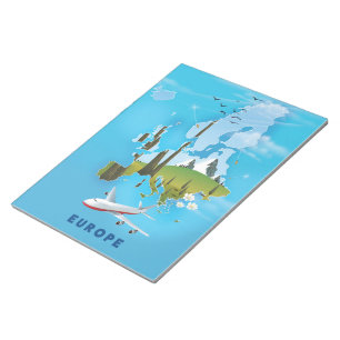 Europa Karte Landschaft Reiseplakat Notizblock