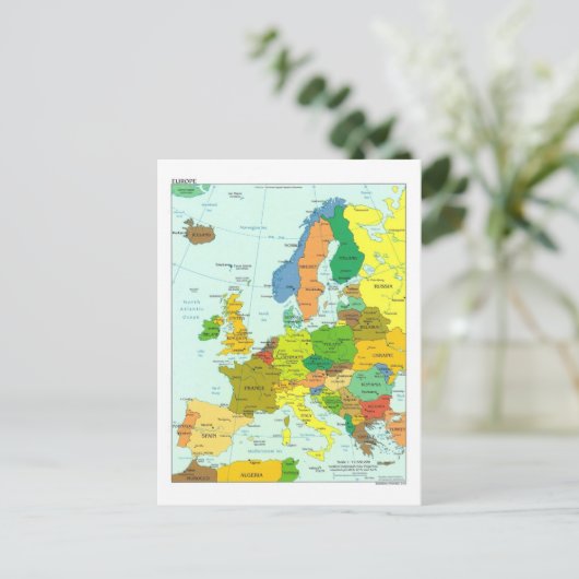 Europa-Karte Postkarte (Stehend Vorderseite)