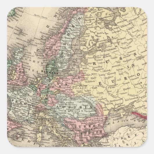 Europa-Karte von Mitchell Quadratischer Aufkleber (Vorderseite)