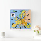 Europa-Kartenuhr Quadratische Wanduhr (Zuhause)