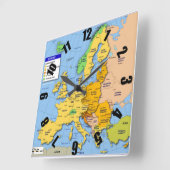 Europa-Kartenuhr Quadratische Wanduhr (Winkel)