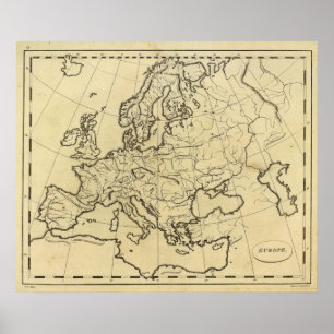 Europa-Konturkarte Poster