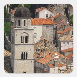 Europa, Kroatien. Mittelalterliche Stadtmauer von Quadratischer Aufkleber