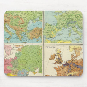 Europa-Merkmale und Bevölkerungskarte Mousepad