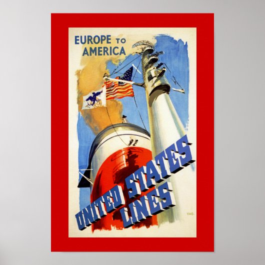 Europa nach Amerika ~ Vereinigte Staaten Poster (Vorne)