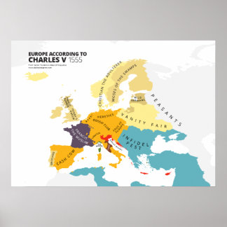 Europa nach Charles V., dem heiligen römischen Kai Poster
