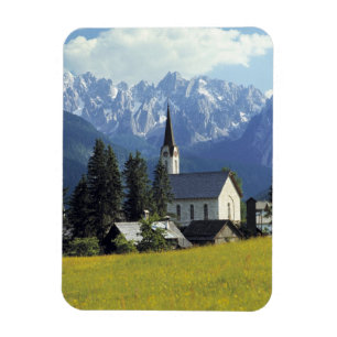 Europa, Österreich, Gosau. Kirchturm Magnet