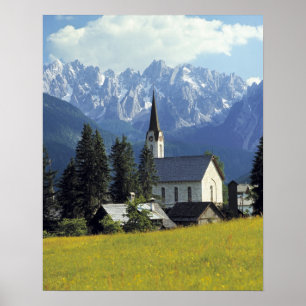 Europa, Österreich, Gosau. Kirchturm Poster