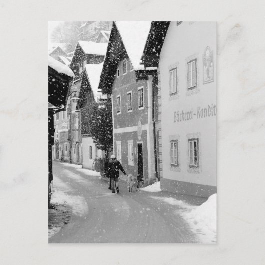 Europa, Österreich, Hallstat. Snowy-Straße Postkarte (Vorderseite)