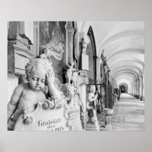 Europa, Österreich, Salzburg. Cherub und Denkmal Poster