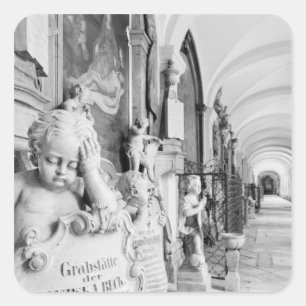 Europa, Österreich, Salzburg. Cherub und Denkmal Quadratischer Aufkleber