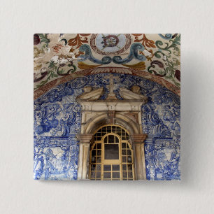 Europa, Portugal, Obidos. Farbenfrohe Architektur Button